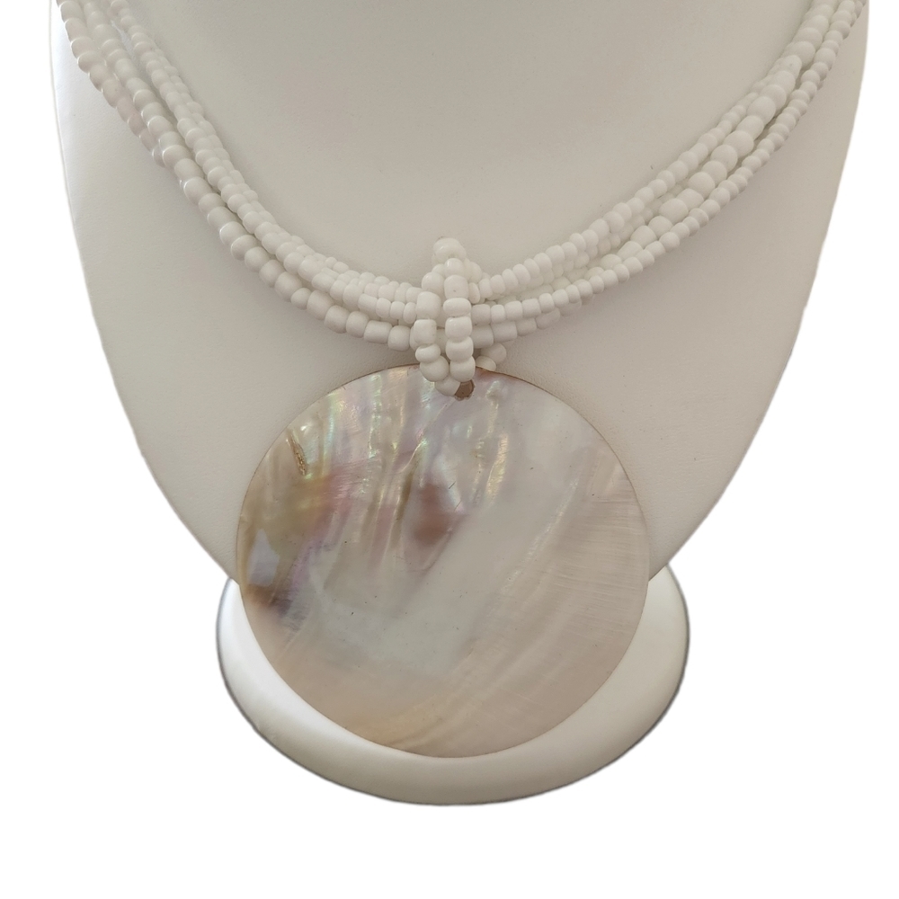 White Beaded Shell Necklace